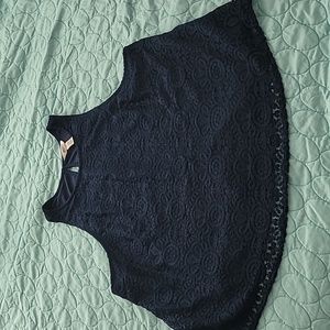 Cute Navy sleeveless lacey blouse
